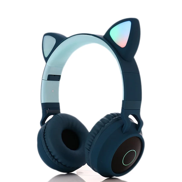 Blue Новинка, игровой светодиодный наушник, Bluetooth, 5,0, для молодых людей, детская гарнитура для телефона, ПК, ноутбука, Детская гарнитура, 3,5 мм разъем с микрофоном - Color: Blue