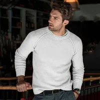 European And American Men's Sweaters Solid Color Warm O-Neck Slim Pullover 8-Color 2021 Autumn Street Comfortable Clothing S-3XL