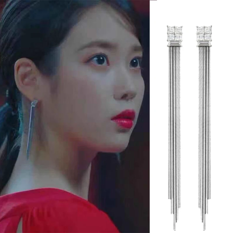 

2019 Korean TV Star Fashion Multi-layer Long Chain Rhinestone Tessal Earrings For Women Party Jewelry Gift Brincos