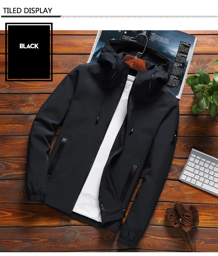 2020 New Brand Jacket Men Zipper Winter Spring Autumn Casual Solid Hooded Jackets Men's Outwear Slim Fit High Quality M-8XL 46