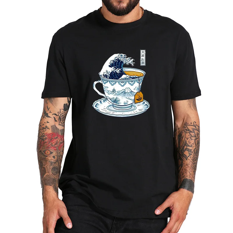Европейский размер Rame Great Wave футболка Kanagawa популярный модный дизайн Черная вкусная лапша Япония футболка