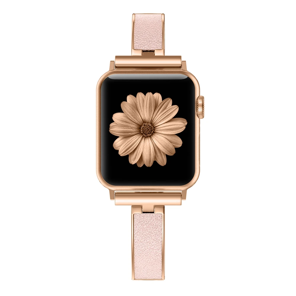 Женский металлический ремешок для Apple Watch Series 5, 40 мм, 44 мм, металлический+ кожаный браслет, ремешок для iWatch Series 4, 3, 2, 1, 38 мм, 42 мм - Цвет ремешка: C6