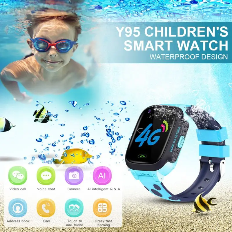 Y95 4G Детские Смарт-часы телефон gps Детские Смарт-часы водонепроницаемые Wi-Fi Antil-lost SIM трекер местоположения умные часы HD видео вызов сумка
