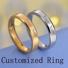 

High Quality Custom Rings Engraved With Your Name Letter Stainless Steel Wedding Band Ring For Woman Man Birthday Gift