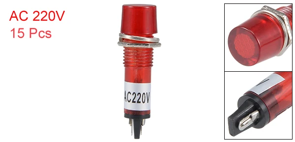 Red AC 220V 15Pcs Uxcell индикатор сигнала с возможностью установки на приборную панель Световые индикаторы DC 12V 24V AC 220V светодиодный лампы XD10-3 красный зеленый Панель крепление 10 мм 2/5" - Цвет: Red AC 220V 15Pcs