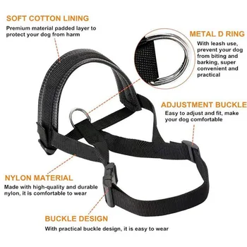 Dog Muzzle Prevent from Biting Barking and Chewing Adjustable Loop Dog Head Collar No Pull Bite Straps Training Leash Leader 6