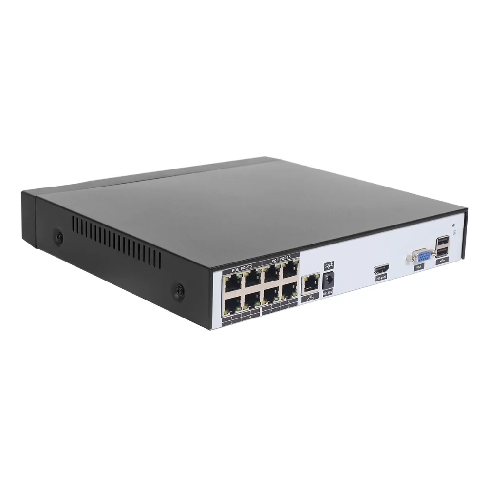 Tanio 8MP IP POE NVR 48 watów 4CH 8CH sieciowy rejestrator wideo sklep