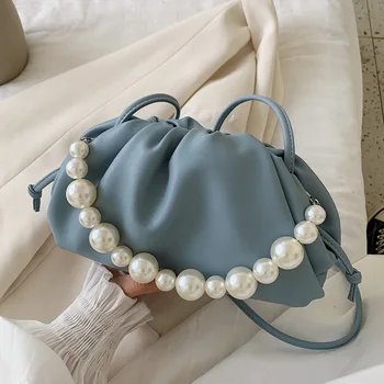 

Fashion Pearl Cloud-wrapped Soft PU Leather Small Crossbody Bags ladies Handbag Clutches wallet female Messenger Shoulder Bag