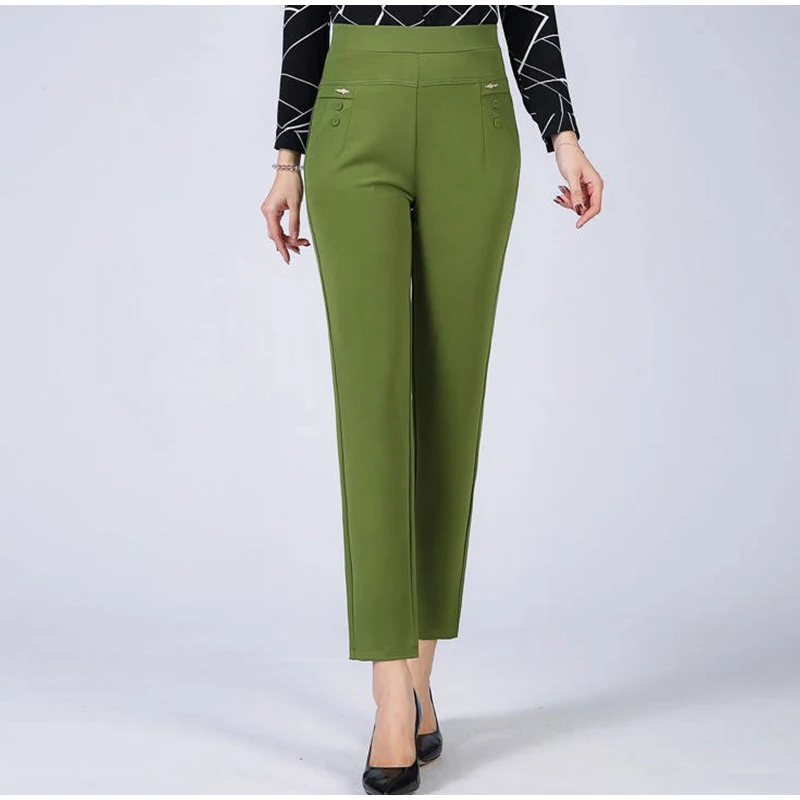 Осенние женские тонкие брюки с высокой талией плюс размер деловые формальные женские брюки тонкая женская рабочая одежда офисные женские повседневные брюки