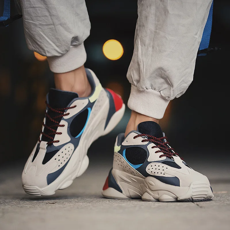 

2019 spring and autumn new fashion wild color matching casual shoes men's shoes retro trend single shoes platform shoes