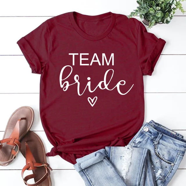 bachelorette team bride t shirt estonian wedding party ulzzang t-shirt cato women's tea bride short women tops drop ship Wine red-2