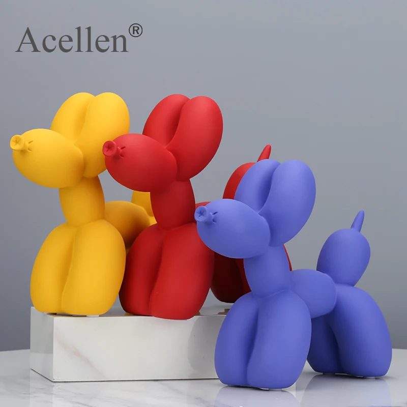 Matte Balloon Dog Statue Resin Sculpture Home Decor Modern Nordic Home Decoration Accessories for Living Room Animal Figures