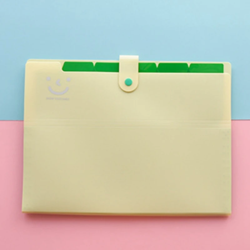 Cute Smile Face 8 Grids Organ Bag A4 Document Bags Organizer Paper Holder Business Expanding File Folder Office School Supplies