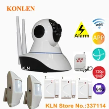 Ip-камера Wifi 720p HD 64GB TF с беспроводным датчиком движения и дверной сигнализацией, система безопасности для дома, приложение для видеоняни, KONLEN