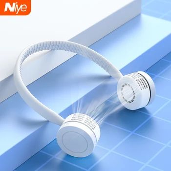 

USB Mini Fan Portable Hanging neck fan without leaf rechargeable ultra-quiet 3-speed Air Cooling dual fan Home Office gadgets