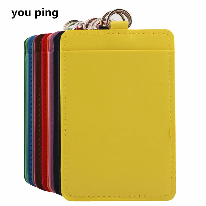 PU Lanyard Double Badge Holder Bank Credit Card Office Student School Supplies badge holder hanging neck strap