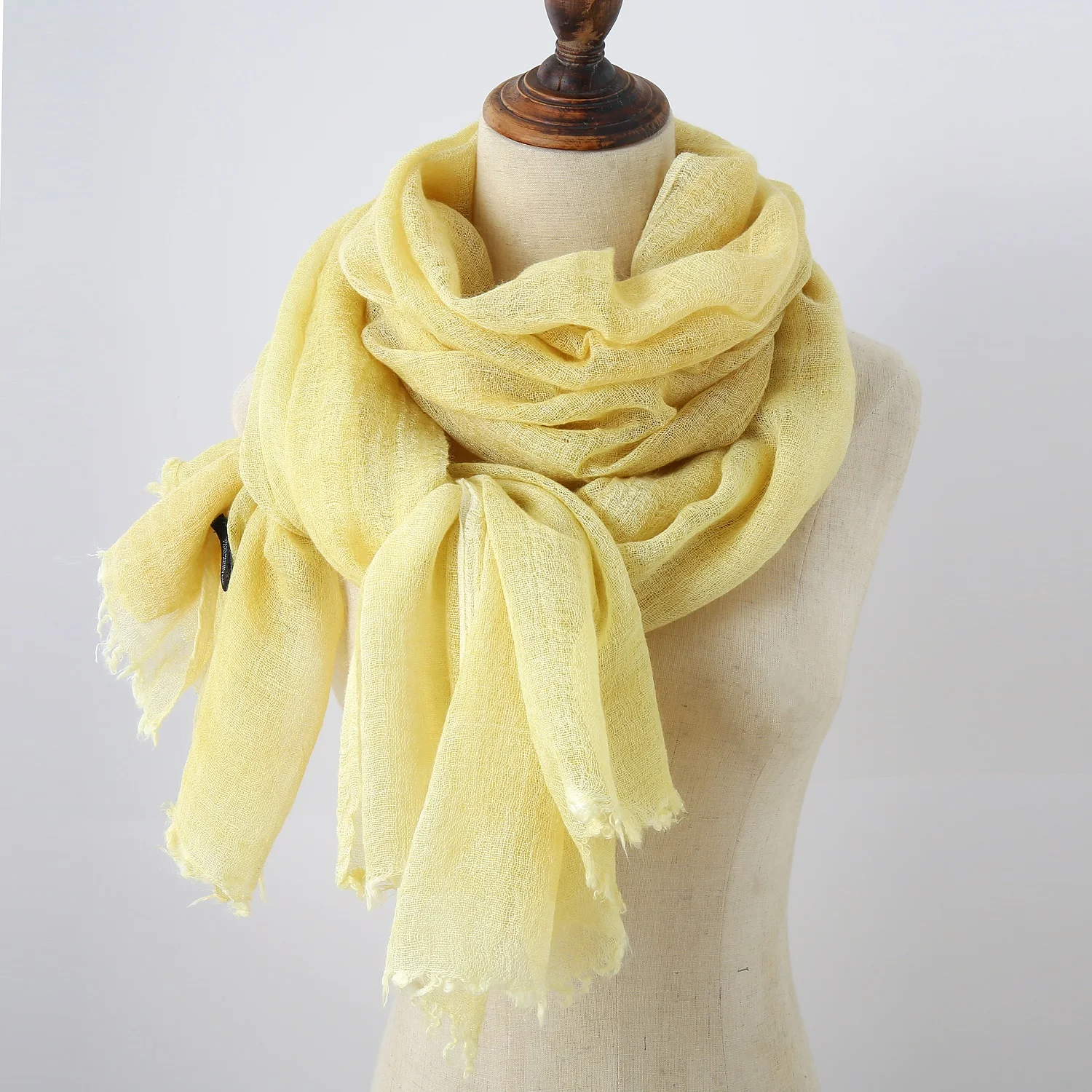 

High Quality Women Classical Plain Solid Wool Acrylic Shawls Spring Autumn Ladies Bandanas Foulard Hijab 90X200CM 10 Colorways