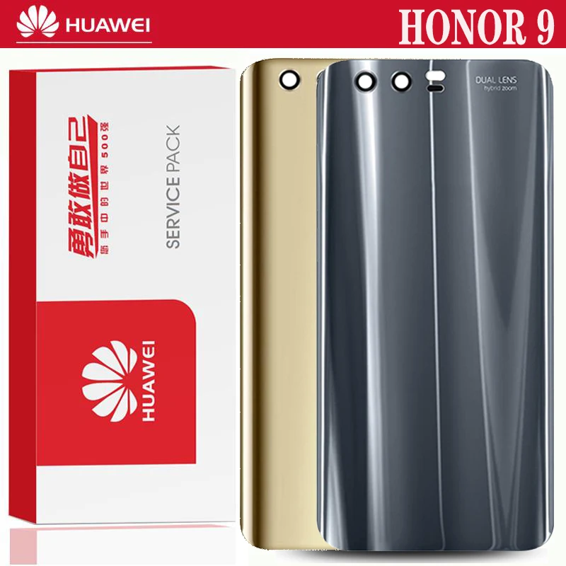 Оригинальная задняя крышка для Huawei Honor 9 аккумуляторного стекла с объективом камеры клейкой лентой|Корпусы и