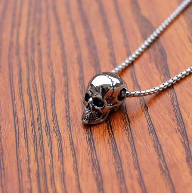 Stainless Steel - 3D Skull Pendant and Necklace - Image 3