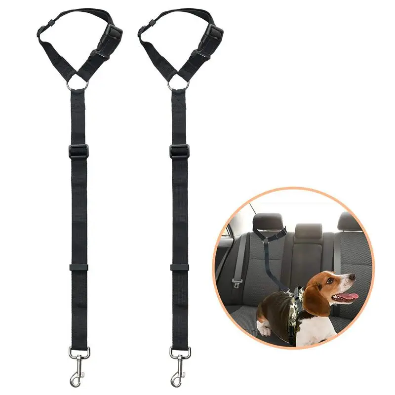 

Doggy Car Headrest Restraint - Animal Safety Seat Belt Strap - Adjustable Nylon Fabric Harness for Dog - Easy Vehicle Travel wit