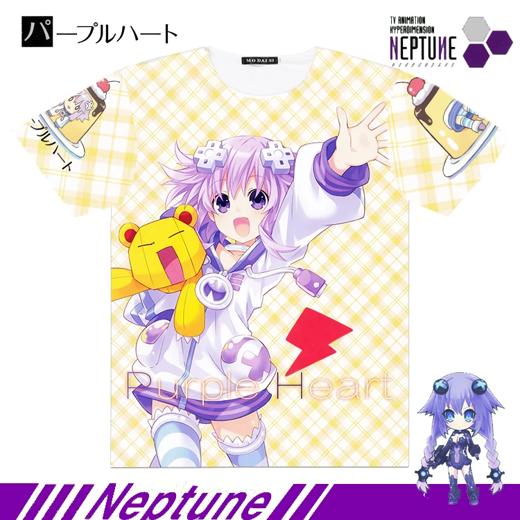 Аниме Choujigen игра Neptune костюм Нептуна для костюмированных представлений Футболка полный графический с коротким рукавом унисекс студенческие Casula/летние топы