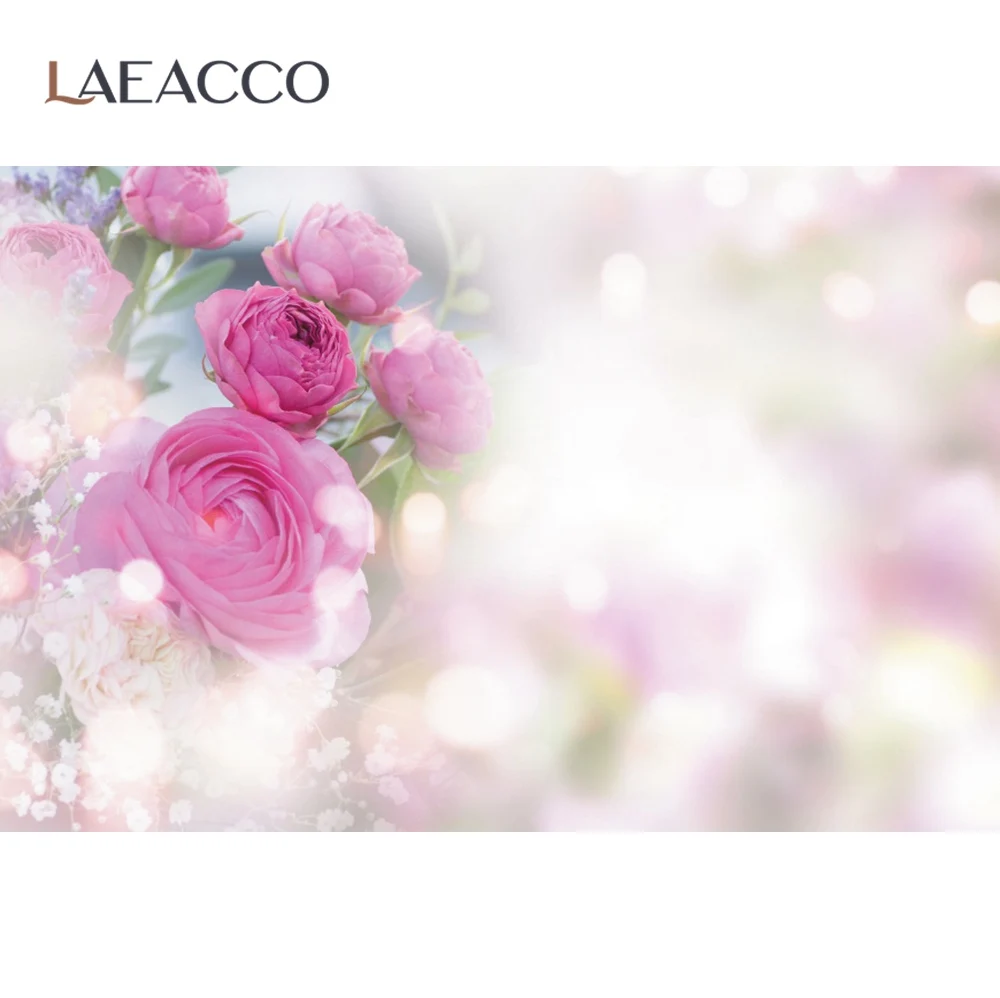 

Laeacco Pink Spring Blossom Flowers Rose Polka Dots Light Bokeh Baby Newborn Photography Background Photo Backdrop Photocall