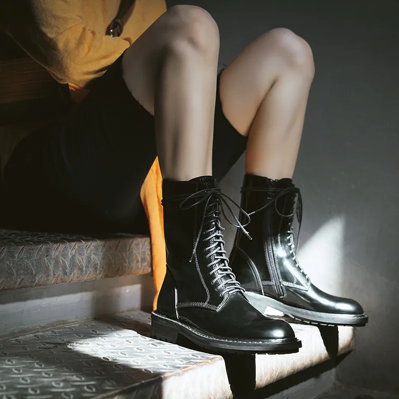 FEDONAS Classic Genuine Leather Female Motorcycle Boots Night Club Shoes Woman High Quality Chunky Heels Women Ankle Boots