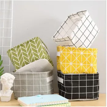 

New Storage Baskets Print Multifunction Cotton and Linen Square Storage Basket Home Sundries Collection Soft 2020 Organizes Hot