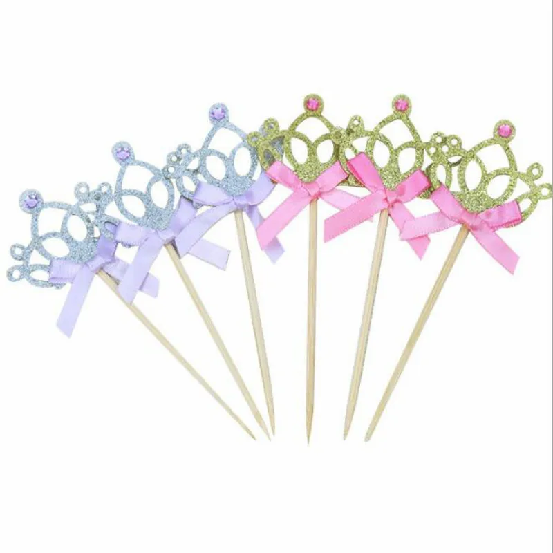 20pcs Baby Shower Cake Topper Party DIY Decoration Queen Shape Gold Silvery Birthday Decor 20011801
