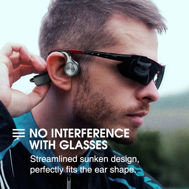 Bluetooth 5.0 Bone Conduction Headset Open-Ear Wireless Headphones With Noise Reduction Mic IPX5 Earphone For Cycling Running