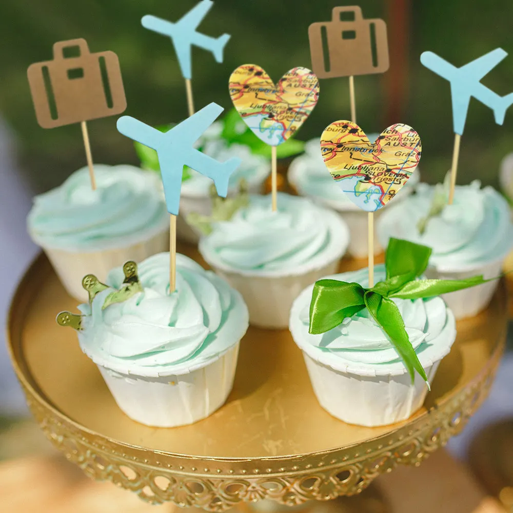Bon Voyage Cupcake Going выход, выпускной вечерние, для свадьбы или «нулевого дня рождения» Cupcake Picks-упаковка из 24 детских душевых