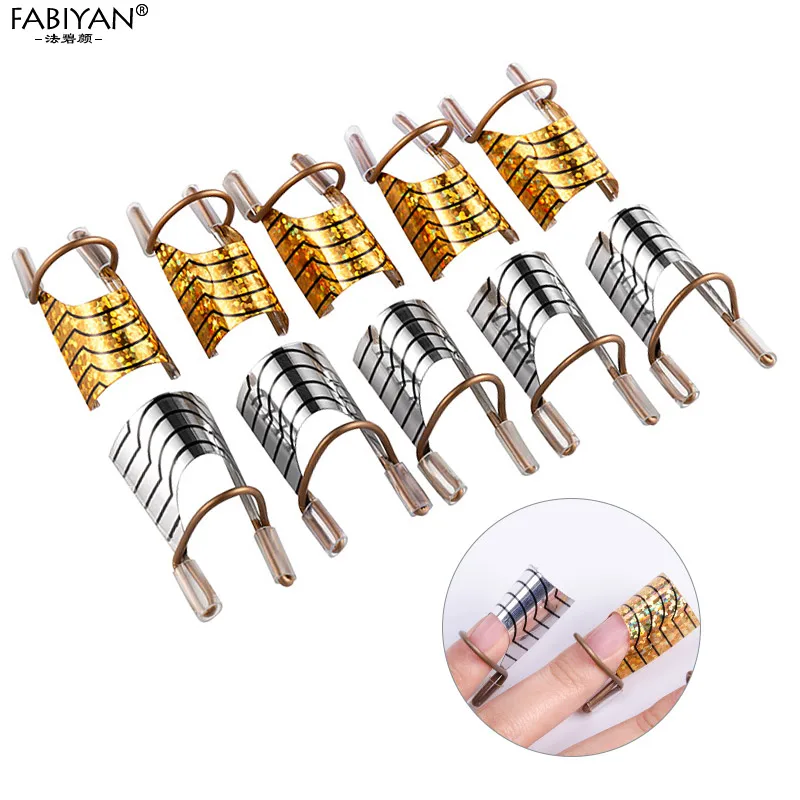 Nail Art C Curved Shape Extension Guide Tips French Foil Acrylic Polish Gel UV Design Form Reusable Metal Mold Manicure Tool 5pc nail art tool