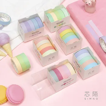 

NEW Decorative 5pcs/lot Cute Colorful Solid Washi Tapes DIY Scrapbooking Planner Adhesive Masking Tapes School Supply Stationery
