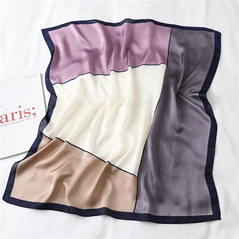 Дизайн женский шелковый шарф квадратная Шея шали из фуляра леди пашмины Твердые геометрические бандана повязка для волос платок