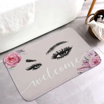 

40*60cm Floor Mat Anti-Slip Absorb Water Bath Mat Cartoon Eyelash Bath Mat For Home Bathroom Modern Printing Long Carpet
