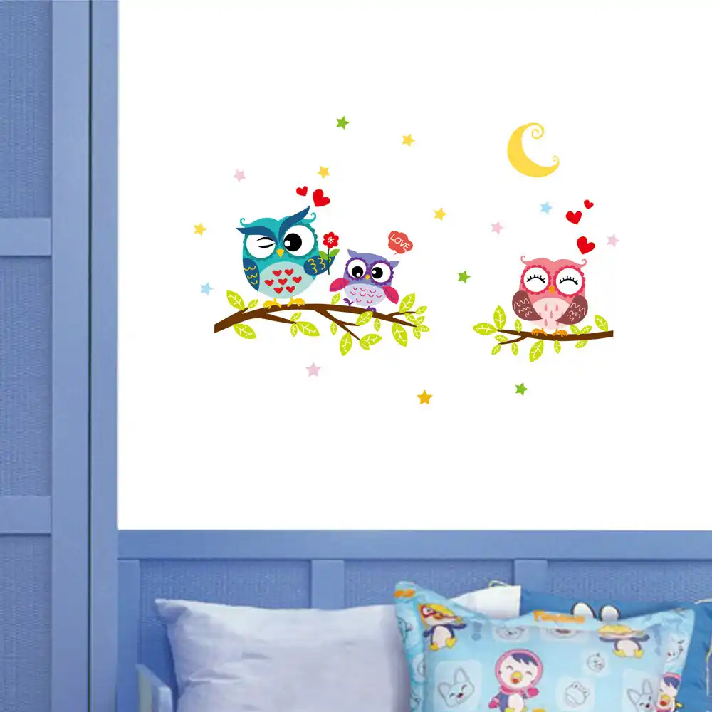 Adhesivo Para Pared Buho De Animales De Dibujos Animados Impermeable Extraible Para La Decoracion Del Hogar De Las Habitaciones De Los Ninos Aliexpress