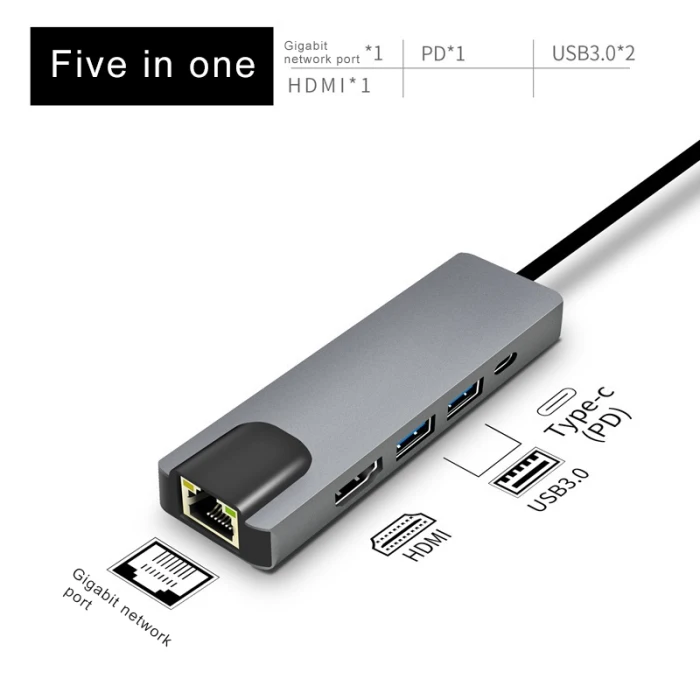 Тип-c к HDMI концентратор RJ45 USB3.0 TF SD аудио PD многофункциональный адаптер для MacBook Pro VDX99