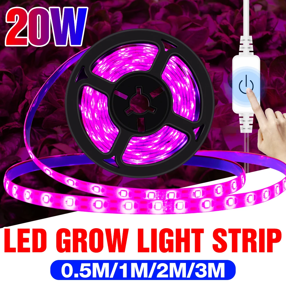 

LED Full Spectrum Phyto Growth Lamp USB Touch Dimming Plant Grow Light Strip 0.5m 1m 2m 3m Waterproof Flower Seedling Fito Light