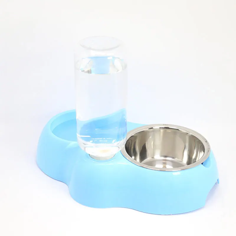 blue Personalized Portable Pet Products PP Plastic And Stainless Steel Pet Bowl Dog Food Bowl Dog Stuff Dog Water Bottle Cat Bowl - Цвет: blue