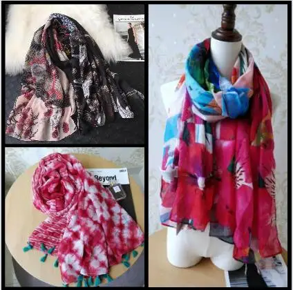 668-Демисезонный женский модный шарф Desigual с испанскими зубьями и вышивкой