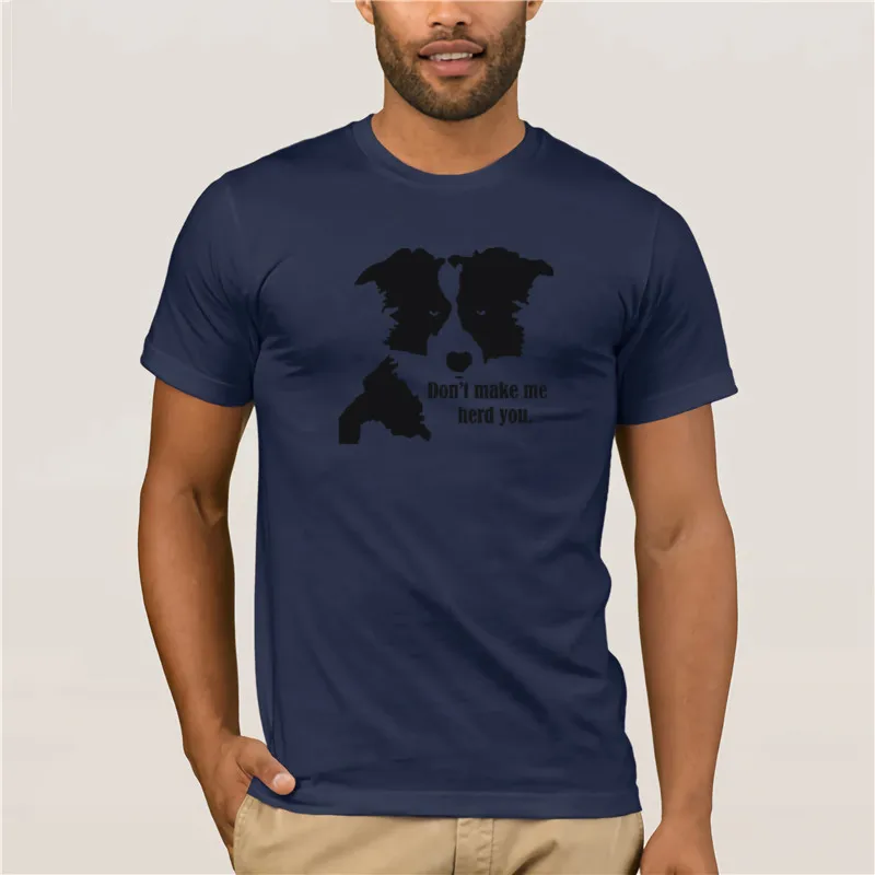 navy Fashion Creative Graphic T shirt Border Collie Art Men's T Shirts - Цвет: navy