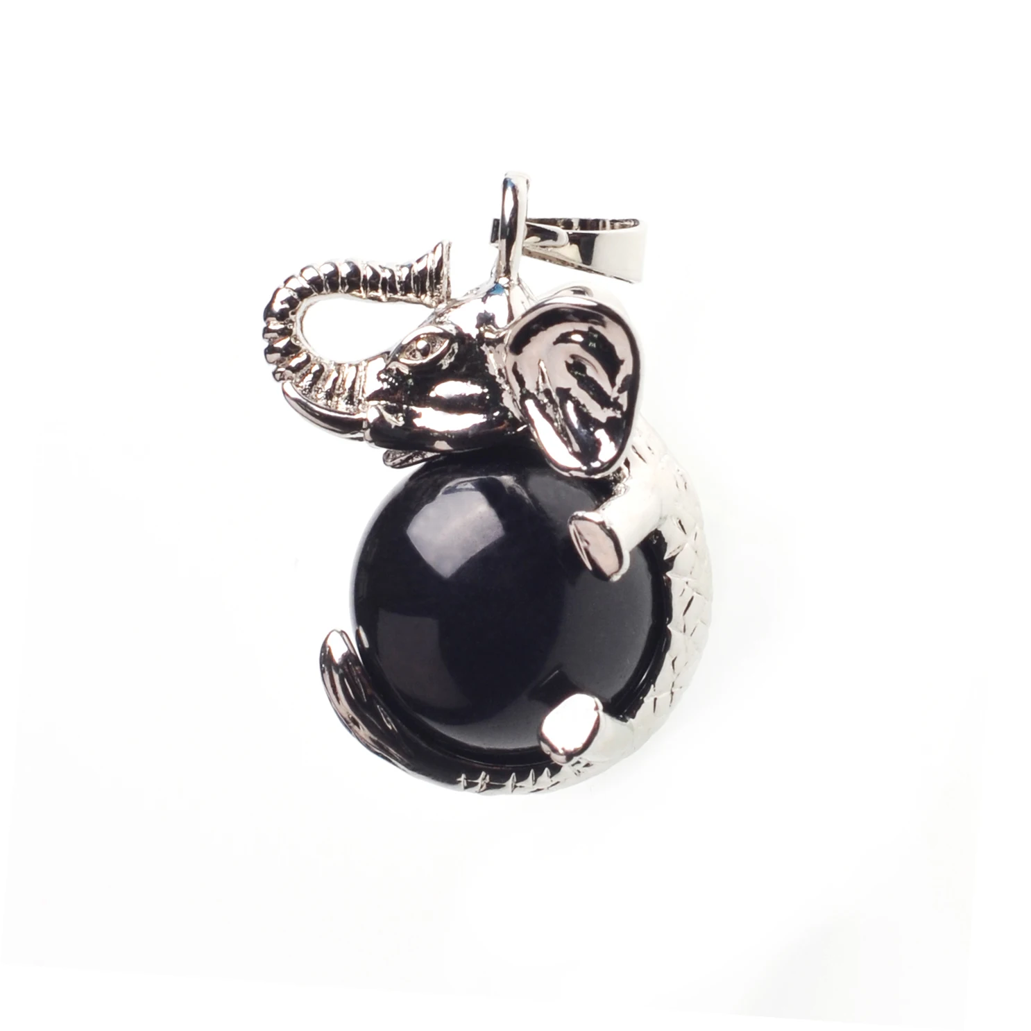 Black agate SEVSNESTONE ожерелье Подвесной Рейки Чакра 16 мм натуральный камень бусины Слон цинковый сплав Подвески для женщин женские ювелирные изделия - Окраска металла: Black agate