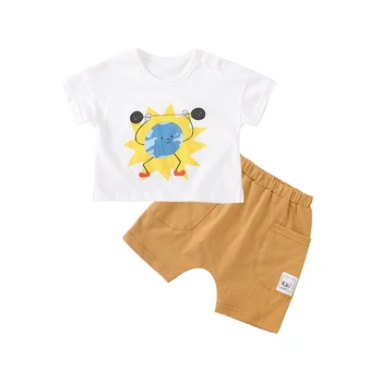 

Pureborn Toddler Baby Boy Clothing Set 2 Pcs Baby Boy T-shirt+Shorts Breathable Cotton Summer Baby Clothes