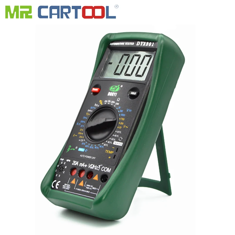 

Mr Cartool DY2201digital Multimeter Tester with Test Leads Car Air Conditioner Thermometer 500-10000 RPM Dwell Angle