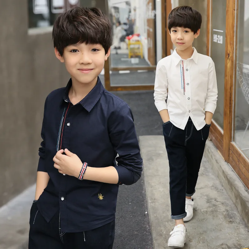 

BOY'S Shirt 2019 Childrenswear Long Sleeve New Style Boy Children Spring Clothing Cotton 100% Middle And Large Tops Casual Base