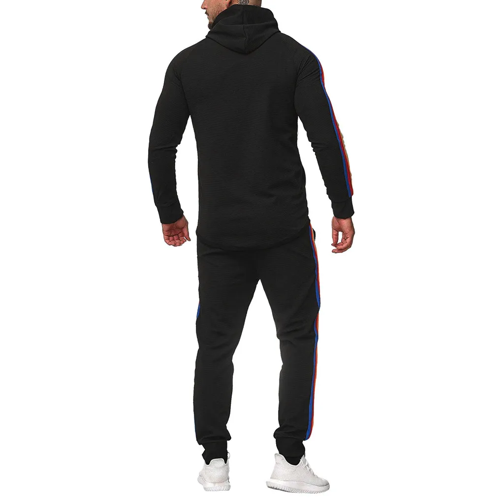 Для мужчин s осенняя одежда с застежкой-молнией толстовки с капюшоном рисунком Топ и штаны комплекты спортивный костюм Для Мужчин's тренажерные залы комплект Повседневный спортивный костюм# EW