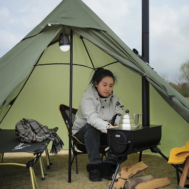 Portable Heavy Duty Removable Camp Tent Stove Foldable Wood Burning Stove  with Chimney Pipe for Tent Shelter Heating Cooking - AliExpress