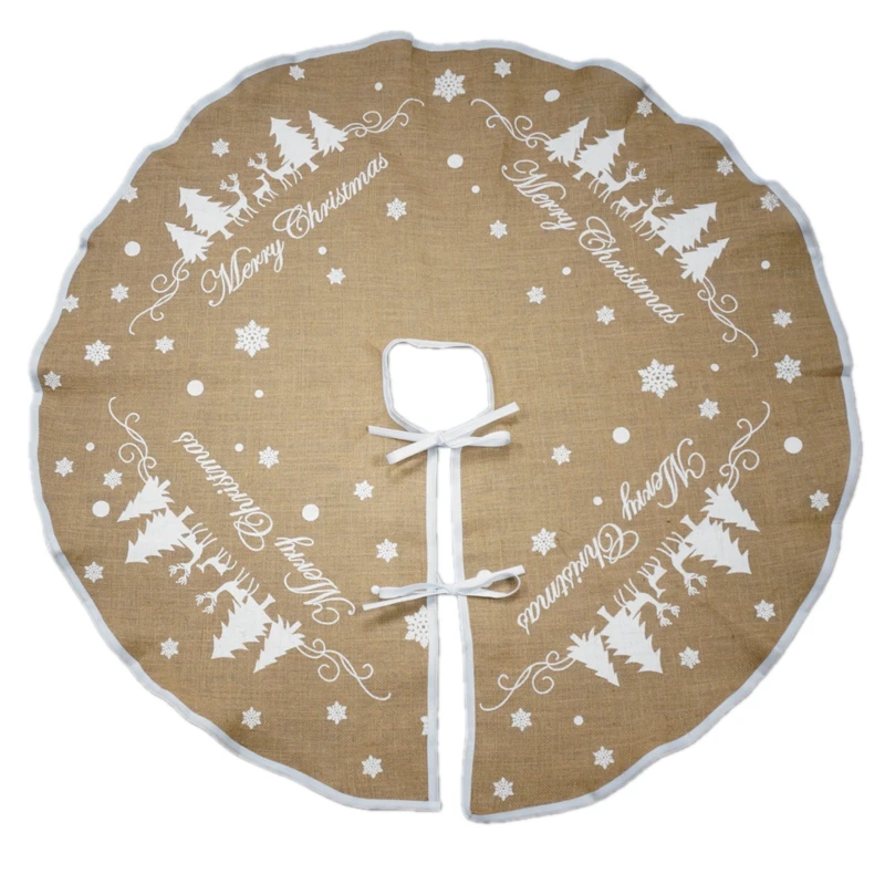 

31inch 48inch Jute Burlap Christmas Tree Skirt New Year Xmas Tree Carpet Merry Christmas Decoration Home Outdoor Decor