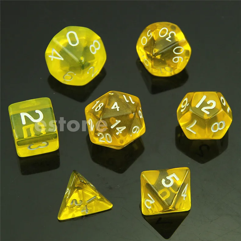 MTG RPG D& D DND Poly Dice настольная игра Набор из 7 сторонних плашек D4 D6 D8 D10 D12 D20 - Цвет: Цвет: желтый