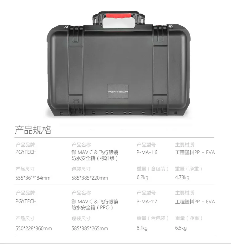 Pgytech dji yulai защитная коробка Mavic+ очки для полета VR дорожная тележка Взрывозащищенная Водонепроницаемая влагостойкая
